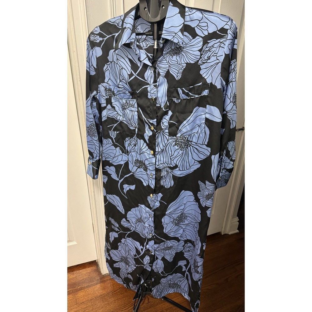 Zara Black And Blue Shirt Dress Size Small